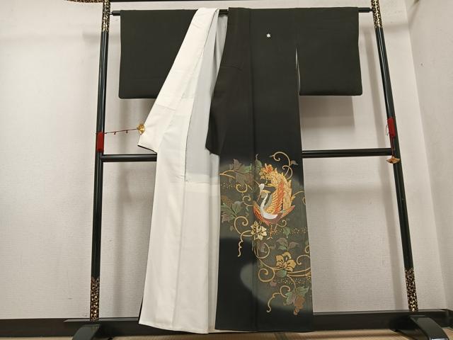 平和屋着物●豪華黒留袖　作家物　駒刺繍　綾五彩　善之助　花鳥更紗　暈し染め　金彩　正絹　逸品　AABJ7260ph