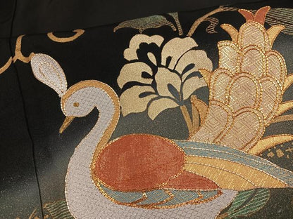 平和屋着物●豪華黒留袖　作家物　駒刺繍　綾五彩　善之助　花鳥更紗　暈し染め　金彩　正絹　逸品　AABJ7260ph