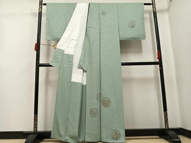 平和屋着物●訪問着　中国三大刺繍　汕頭刺繍　スワトウ刺繍　御所車花文　正絹　逸品　未使用　AABJ7262ph