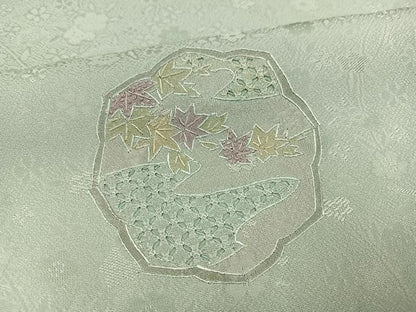 平和屋着物●訪問着　中国三大刺繍　汕頭刺繍　スワトウ刺繍　御所車花文　正絹　逸品　未使用　AABJ7262ph