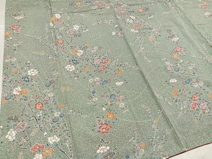 平和屋着物●上質な小紋　友禅　枝花文　正絹　逸品　AABJ7263ph