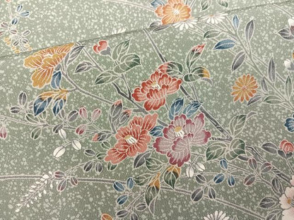 平和屋着物●上質な小紋　友禅　枝花文　正絹　逸品　AABJ7263ph