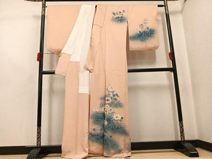 平和屋着物●訪問着　手描き　作家物　昭彦　草花文　暈し染め　正絹　逸品　AABJ7265ph