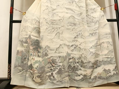 平和屋着物●訪問着　高橋一海　手描き　人物風景文　正絹　逸品　AABJ7267ph