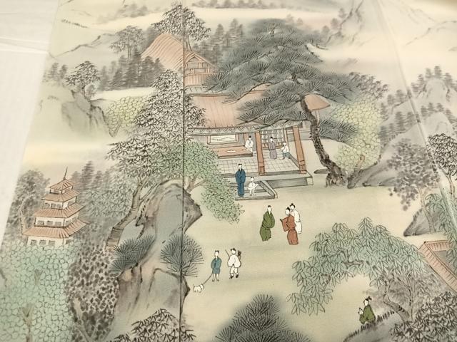 平和屋着物●訪問着　高橋一海　手描き　人物風景文　正絹　逸品　AABJ7267ph