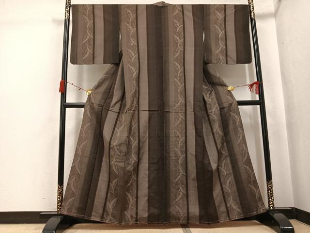 平和屋着物●上質な紬　草木間道　正絹　逸品　未使用　AABJ7268ph