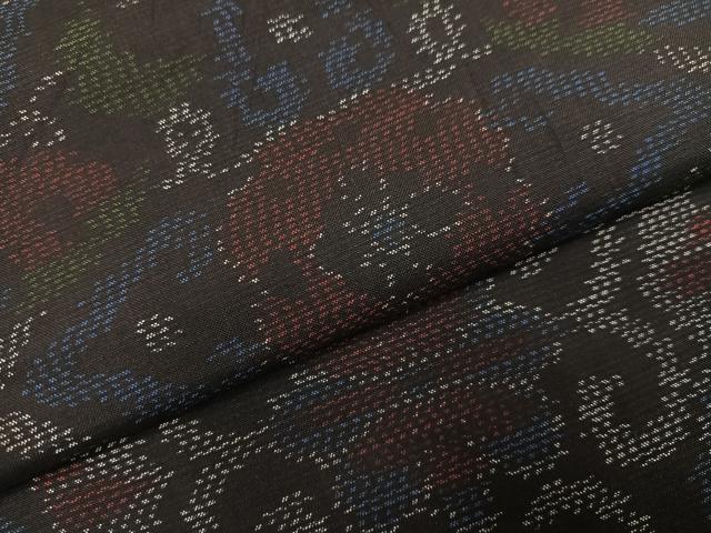 平和屋着物●本場大島紬　花唐草文　正絹　逸品　AABJ7270ph