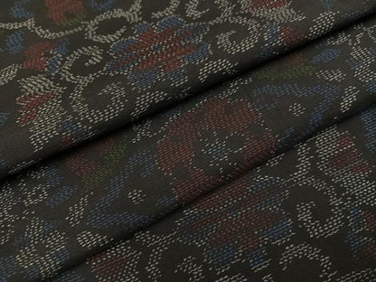 平和屋着物●本場大島紬　花唐草文　正絹　逸品　AABJ7270ph