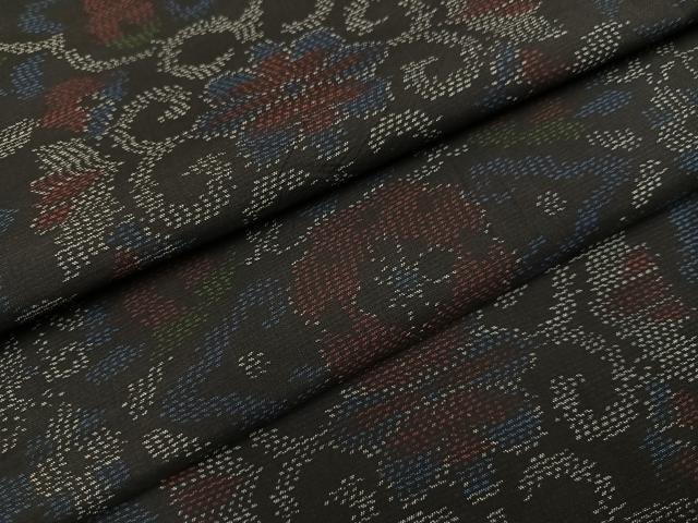 平和屋着物●本場大島紬　花唐草文　正絹　逸品　AABJ7270ph