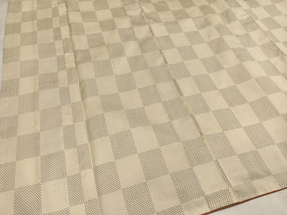 平和屋着物●本場大島紬　白大島　一元絣　市松文　正絹　逸品　AABJ7271ph