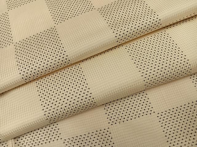 平和屋着物●本場大島紬　白大島　一元絣　市松文　正絹　逸品　AABJ7271ph