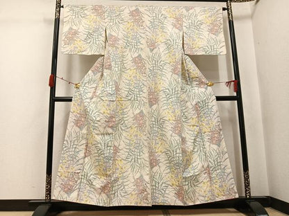 平和屋着物●本場大島紬　草花文　正絹　逸品　AABJ7272ph
