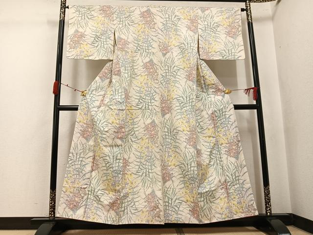 平和屋着物●本場大島紬　草花文　正絹　逸品　AABJ7272ph