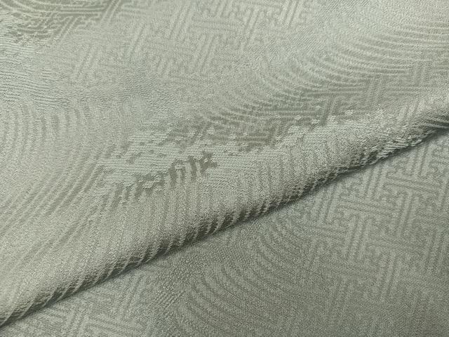 平和屋着物●上質な色無地　利休鼠色　立波地紋　正絹　逸品　未使用　AABJ7273ph