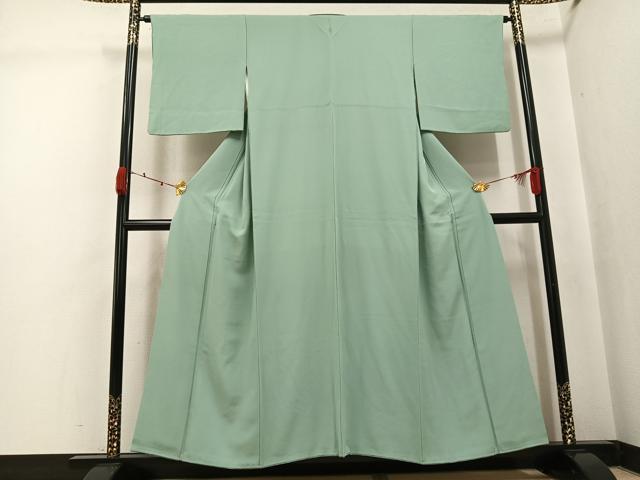 平和屋着物●上質な色無地　裏葉柳色　正絹　逸品　AABJ7274ph
