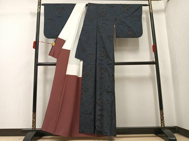 平和屋着物●本場大島紬　カタス9マルキ　花尽くし　正絹　逸品　AABJ7276ph