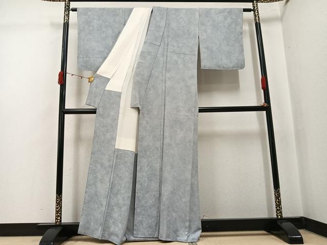 平和屋着物●上質な小紋　作家物　華功　綾雲　霞文　丹後ちりめん　反端付き　正絹　逸品　未使用　AABJ7278ph