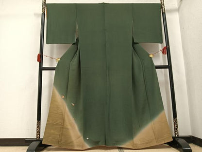 平和屋着物●色留訪問着　駒刺繍　草花文　暈し染め　金彩　鬼しぼ縮緬　正絹　逸品　AABJ7279ph
