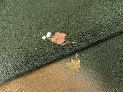 平和屋着物●色留訪問着　駒刺繍　草花文　暈し染め　金彩　鬼しぼ縮緬　正絹　逸品　AABJ7279ph