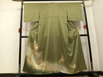 平和屋着物●豪華色留　松竹梅風景文　暈し染め　金彩　正絹　逸品　AABJ7280ph
