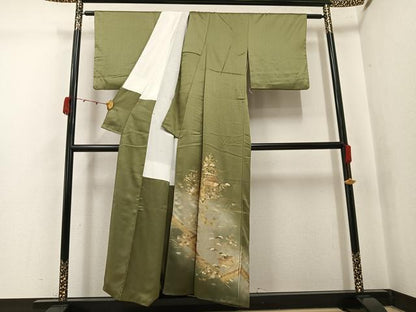 平和屋着物●豪華色留　松竹梅風景文　暈し染め　金彩　正絹　逸品　AABJ7280ph