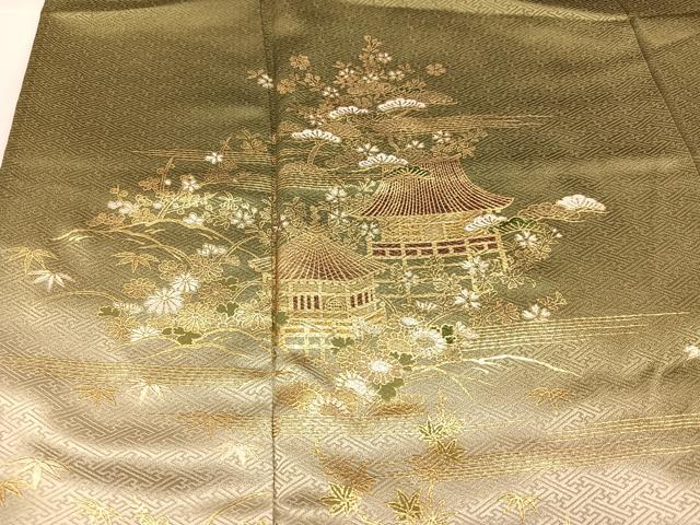 平和屋着物●豪華色留　松竹梅風景文　暈し染め　金彩　正絹　逸品　AABJ7280ph