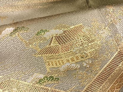 平和屋着物●豪華色留　松竹梅風景文　暈し染め　金彩　正絹　逸品　AABJ7280ph