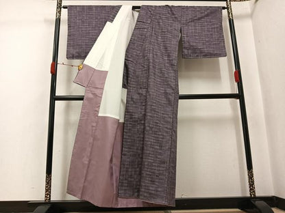 平和屋着物●上質な紬　幾何学文様　正絹　逸品　未使用　AABJ7281ph