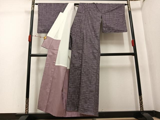 平和屋着物●上質な紬　幾何学文様　正絹　逸品　未使用　AABJ7281ph