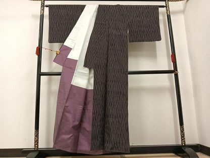 平和屋着物●上質な紬　変わり間道　正絹　逸品　AABJ7283ph
