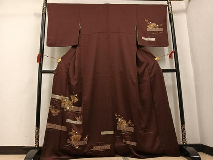 平和屋着物●訪問着　地紙花青海波　金彩　正絹　逸品　AABJ7285ph