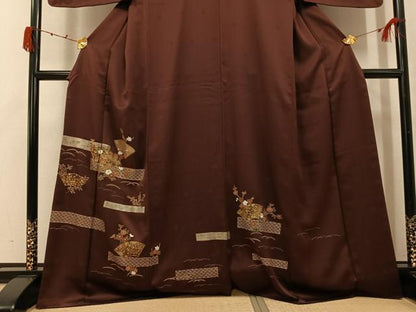 平和屋着物●訪問着　地紙花青海波　金彩　正絹　逸品　AABJ7285ph