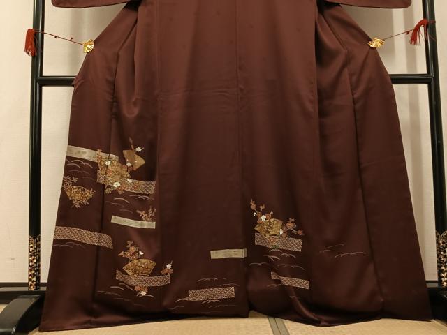 平和屋着物●訪問着　地紙花青海波　金彩　正絹　逸品　AABJ7285ph