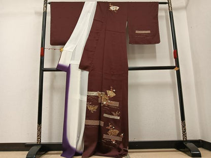平和屋着物●訪問着　地紙花青海波　金彩　正絹　逸品　AABJ7285ph