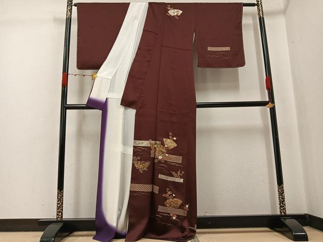 平和屋着物●訪問着　地紙花青海波　金彩　正絹　逸品　AABJ7285ph