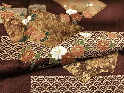 平和屋着物●訪問着　地紙花青海波　金彩　正絹　逸品　AABJ7285ph