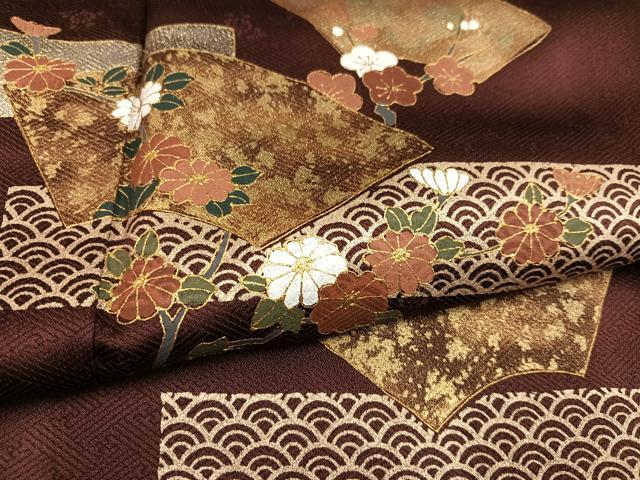 平和屋着物●訪問着　地紙花青海波　金彩　正絹　逸品　AABJ7285ph