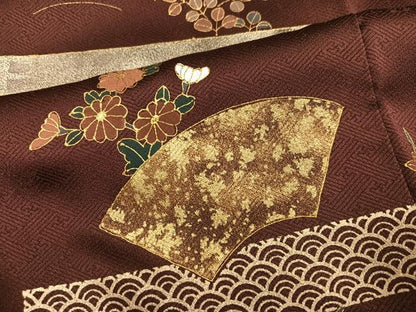 平和屋着物●訪問着　地紙花青海波　金彩　正絹　逸品　AABJ7285ph