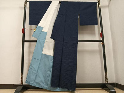 平和屋着物●上質な紬　十字絣　正絹　逸品　未使用　AABJ7287ph