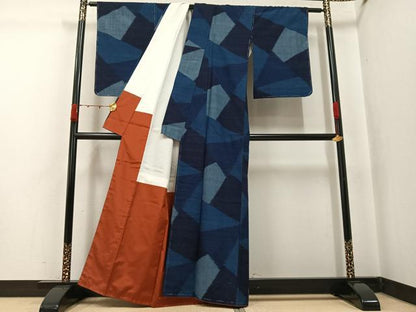 平和屋着物●上質な紬　切嵌文様　反端付き　正絹　逸品　未使用　AABJ7290ph