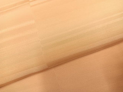 平和屋着物●上質な色無地　横段地紋　萱草色　正絹　逸品　未使用　AABJ7291ph