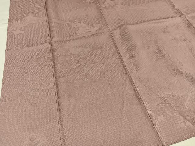 平和屋着物●上質な色無地　風景樹林地紋　水柿色　正絹　逸品　未使用　AABJ7292ph