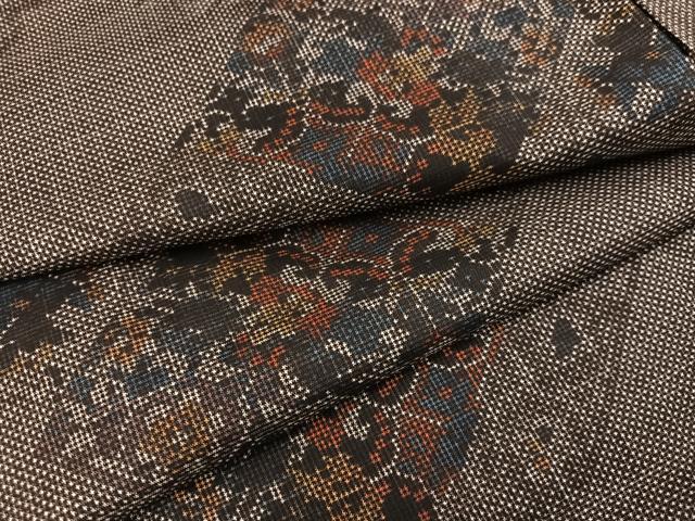 平和屋着物●本場大島紬　一元7マルキ　花唐草菱文　正絹　逸品　未使用　AABJ7294ph
