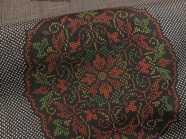 平和屋着物●本場大島紬　一元7マルキ　草花文　正絹　逸品　AABJ7295ph