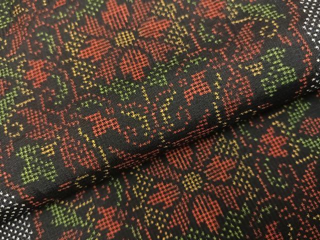 平和屋着物●本場大島紬　一元7マルキ　草花文　正絹　逸品　AABJ7295ph