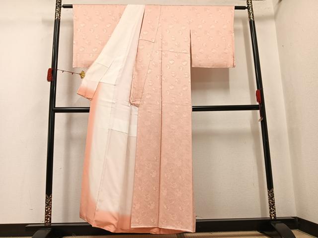 平和屋着物●上質な色無地　草花地紋　人色　正絹　逸品　AABJ7296ph