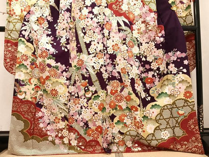 平和屋着物●豪華振袖・長襦袢(無双仕立て)セット　花尽くし　金彩　正絹　逸品　AABJ7298ph