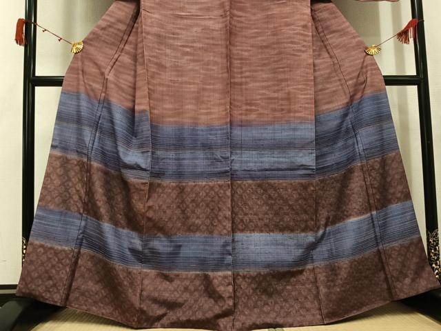 平和屋着物●訪問着　紬地　横段文　暈し染め　正絹　逸品　AABJ7300ph