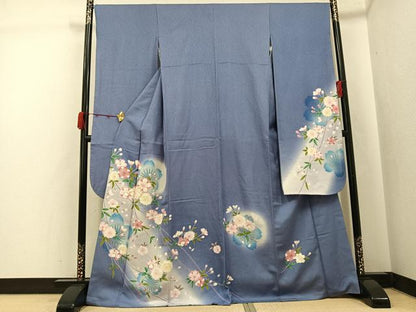 平和屋着物●豪華振袖　駒刺繍　枝垂れ桜　暈し染め　金彩　正絹　逸品　AABJ7302ph
