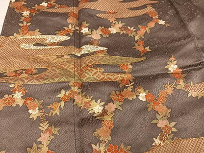 平和屋着物●訪問着　駒刺繍　霞草花文　金彩　正絹　逸品　未使用　AABJ7303ph